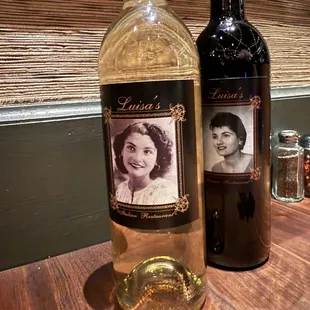 Luisa's teenage pictures are on the house wine