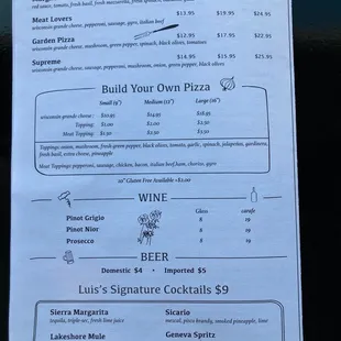 New menu page 4 (Pizza and beverages)