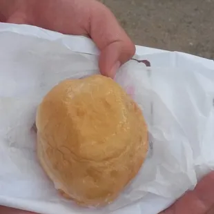 Raspberry filled donut