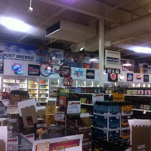 A lot of selections in beer, wine (free tastings) &amp; liquor