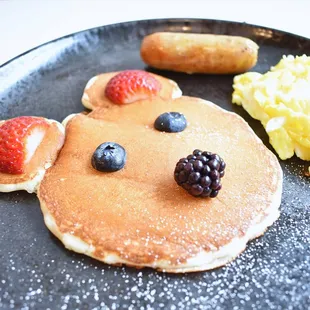 A nice Mickey Mouse Pancake for everyone to enjoy.