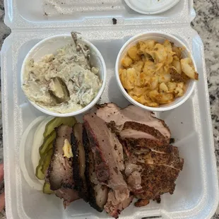 2 meat combo; chicken/brisket