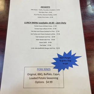 menu