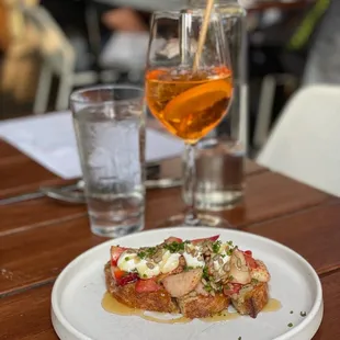 Florida strawberry and honey with an aperol spritz