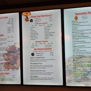 Menu board interior  restaurant