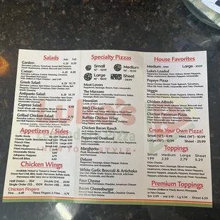 2022 menu for the best pizza in the Davenport, Haines City area. Great service and good Quality food.