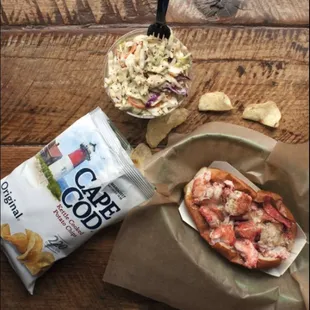 Can't go wrong with a lobster roll with a bag of kettle chips and poppyseed slaw!