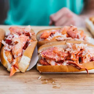 a closeup of the lobsters