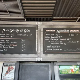 Menu as of July 2023