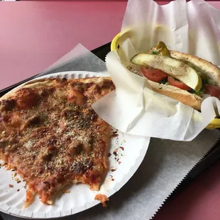Hot dog and a slice