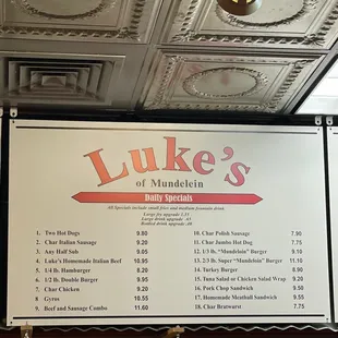 the menu