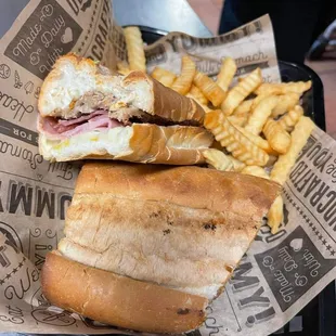 a sandwich and french fries