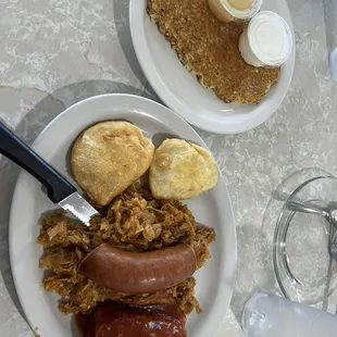 Pierogi Potato pancake  Cabbage roll Sourqraught and sausage