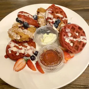 Red Velvet Chicken and Waffles