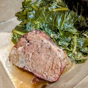 February 10 2022; Short rib combo w. quinoa salad, collard greens ($22).