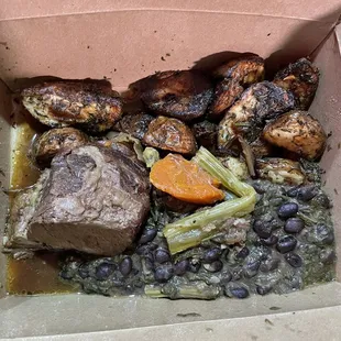 Short Rib Combo with Black Beans and Kale and Potatoes