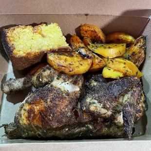 Half Chicken with Butternut Squash and Cornbread