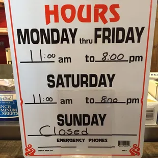 a business hours sign