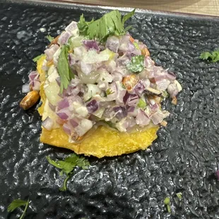 Ceviche with tostone
