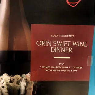 Come and enjoy a wine pairing with a five course meal!!!! This Wednesday Nov. 20th, at 6pm!! ** Only $150!!!