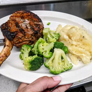 Bone in Pork Chop dinner with mashed potatoes