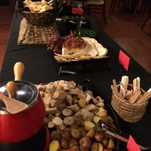 Christmas Party with FABulous Bourbon &amp; Cheddar Fondue, Homemade German Salt Rye, mixed Sausages and Roasted New Potatoes!