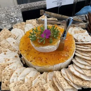 Brie with housemade peach/lavender compote!