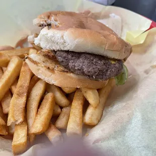 Cheese burger fries