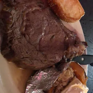 Prime rib and sweet potato