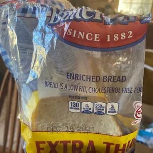 a bag of extra thin bread