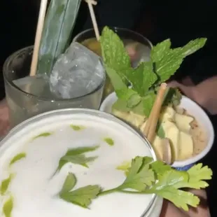 House punch, martini (2 other cocktails not sure what the names are)