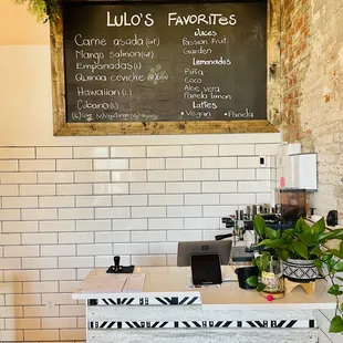 the menu on the wall