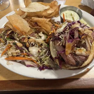 Med rare Big Kahuna Tuna with half and half side