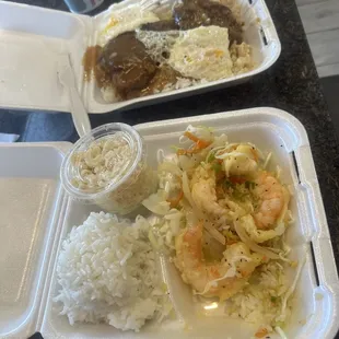 Garlic Shrimp (mini) Loco Moco (regular)