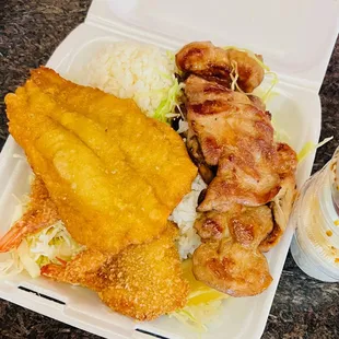 fish and bbq chicken combo