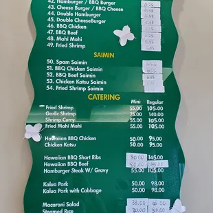 Menu on wall - 1