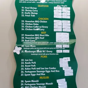 Menu on wall - 2