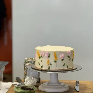 Carrot cake with orange cream cheese frosting