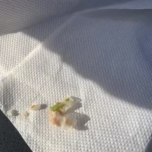 a piece of food left on a napkin