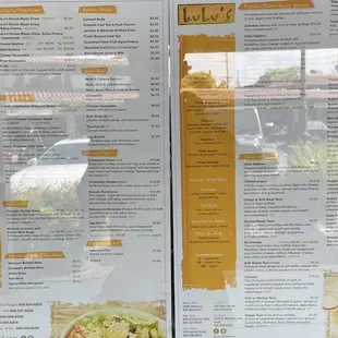 Menu - sorry for the glare