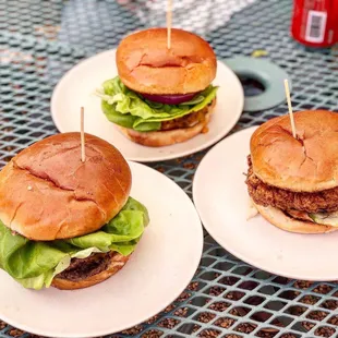 Lulu's burger and crispy chicken sandwich