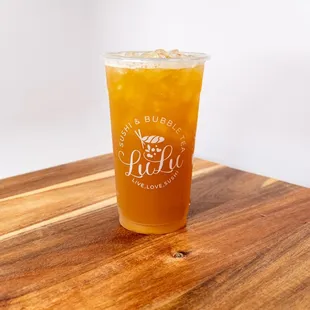 a glass of bubble tea