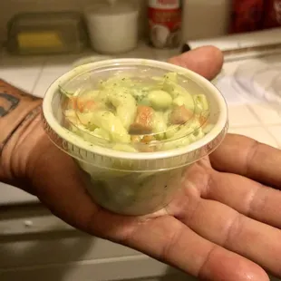 Avocado Mac Salad. Another comically tiny portion.