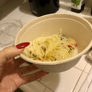 Green Papaya Slaw. Tiny portion. $7 for three bites.