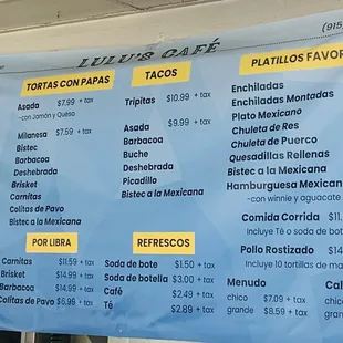 Updated menu