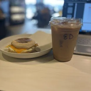 Egg white, cheddar and spinach sandwich and the "Ew David"