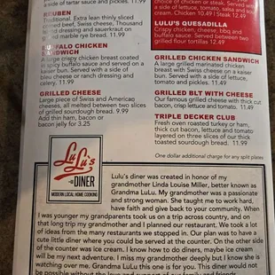 Menu and story.