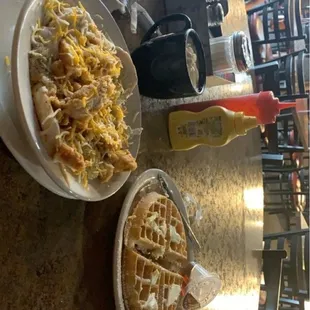 Waffle chicken and biscuits &amp; gravy