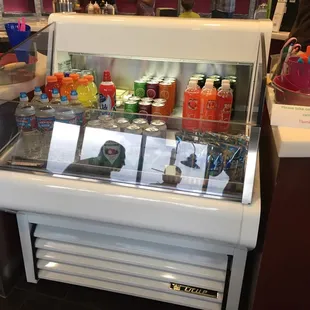 a display of various drinks