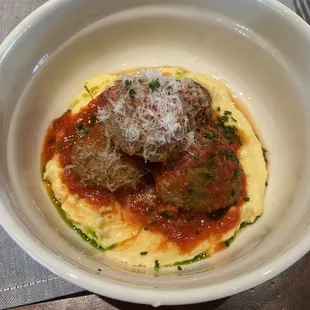 Meat balls on polenta